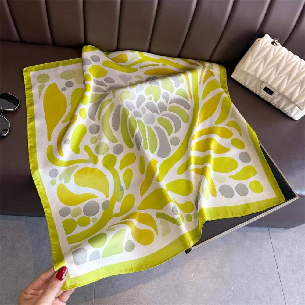 

Elegant Pattern Print Silk Square Scarf Soft Silk Texture Head Scarf Square Shawl Women