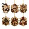 2D Acrylic Santa Ornaments 6 Pcs Christmas Pearl Art Ornaments Flat Holiday Tree Pendant Creative Effect Hanging Decoration for Home Wall