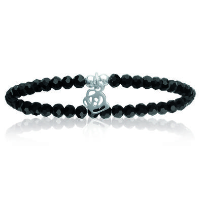 [I8055] - Silberarmband 'Flora' schwarzer Kristall - 13 mm