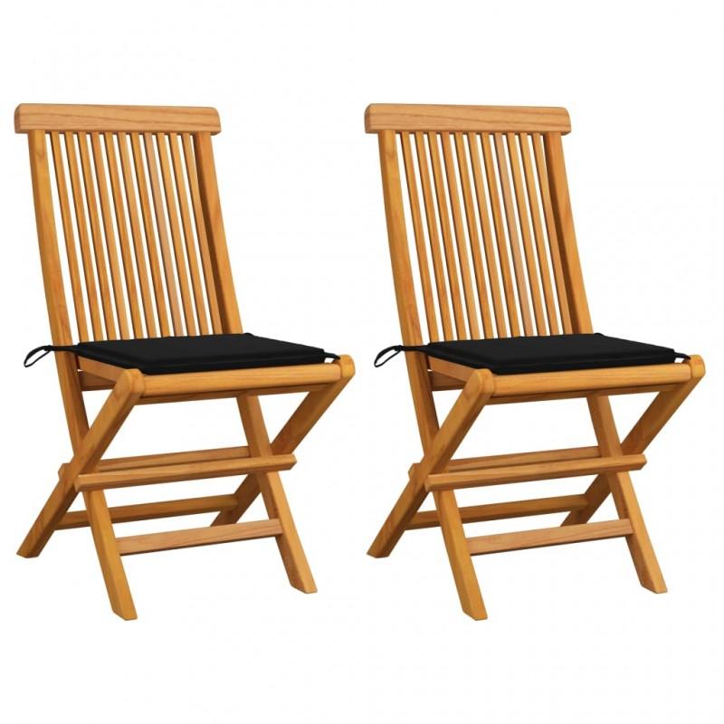 Day and Night - Day and Night Garden Chairs 2 Units with Black Teak Wood Cushions