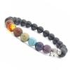 Seven Chakras Yoga Elephant Bracelet - 8mm Beads