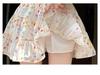 Women's Floral Print A-Line Mini Skirt - Summer High Waist, Slimming Korean Style, Sweet Pleated, Petite Layered Cake Design