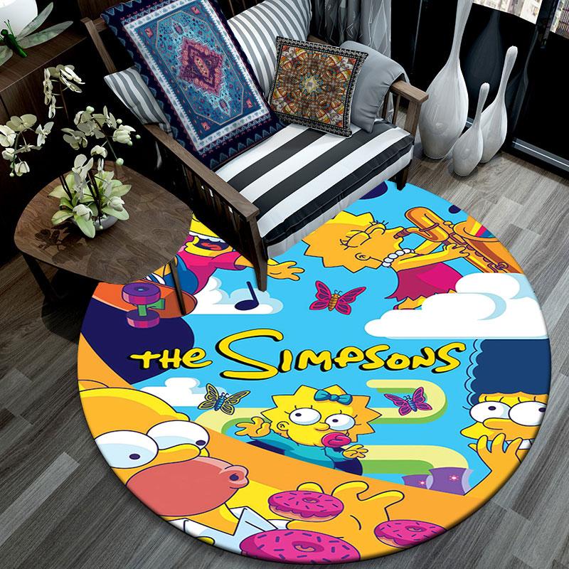 The Simpsons Poster pattern round rug,Carpet Rug for Living Room Bedroom Playroom ,Non-slip Floor Mat,Holiday Gifts and Birthday Gifts.