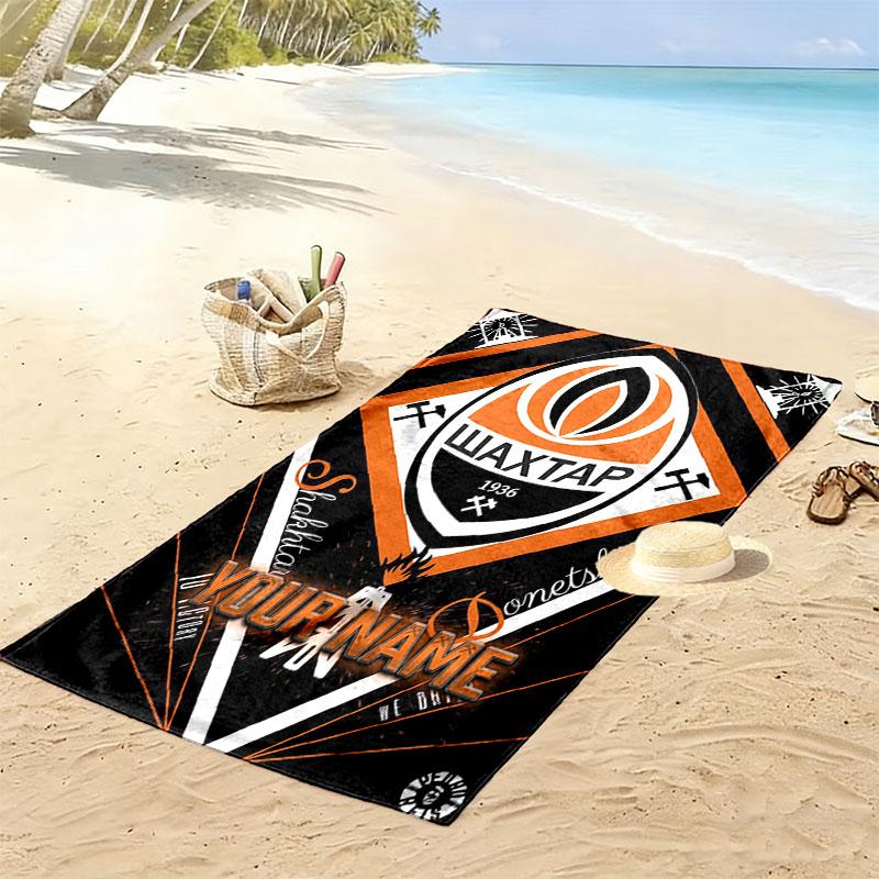Custom Fc Shakhtar Donetsk Print Beach Towel, Large Soft Quick Dry Towel for Beach Camping Swimming