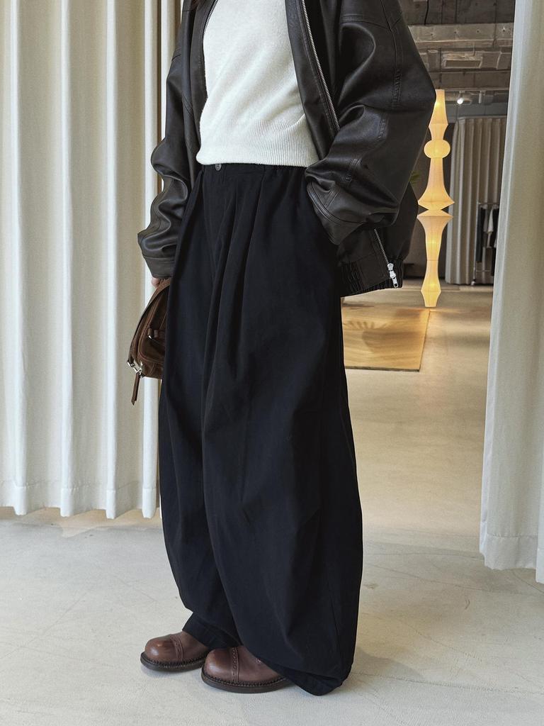 Xu Man Women's Retro Wide-Leg Casual Pants - Solid Color Slimming Style