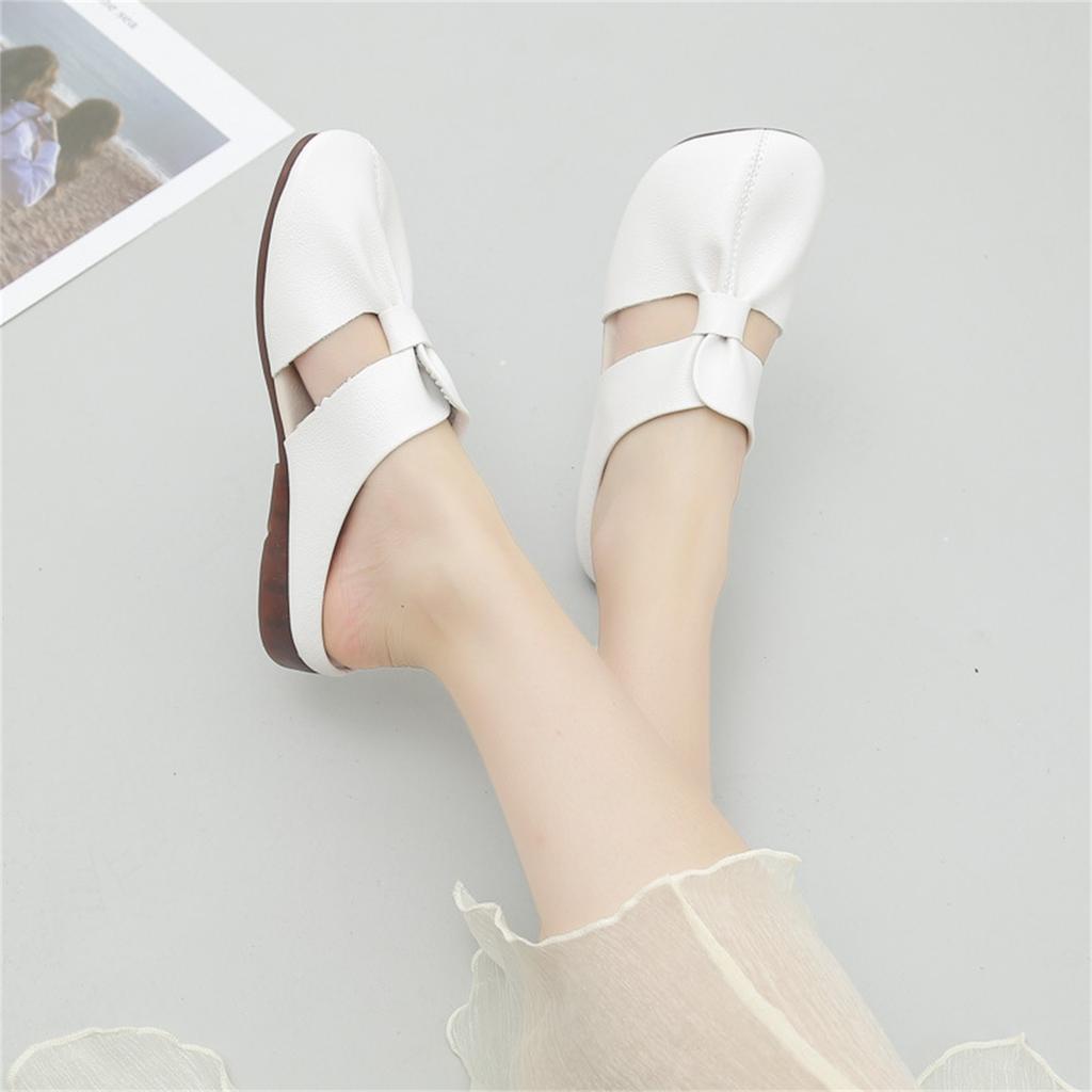 Women Flat Shoes Soft Sole Slip On Casual Open Back Loafers Large Size Comfortable Walking Shoes for Everyday Use