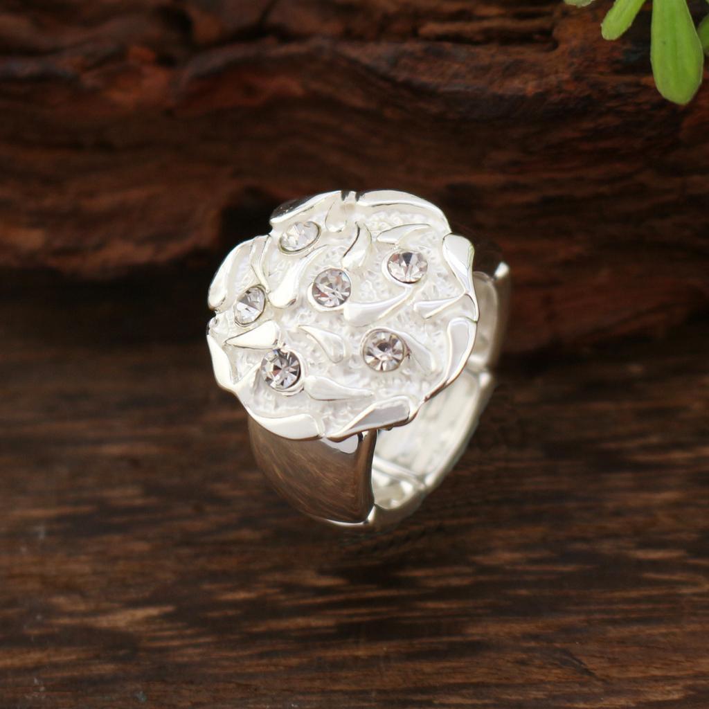 Diamond rose elastic ring, women's fashion high-end enamel rose ring