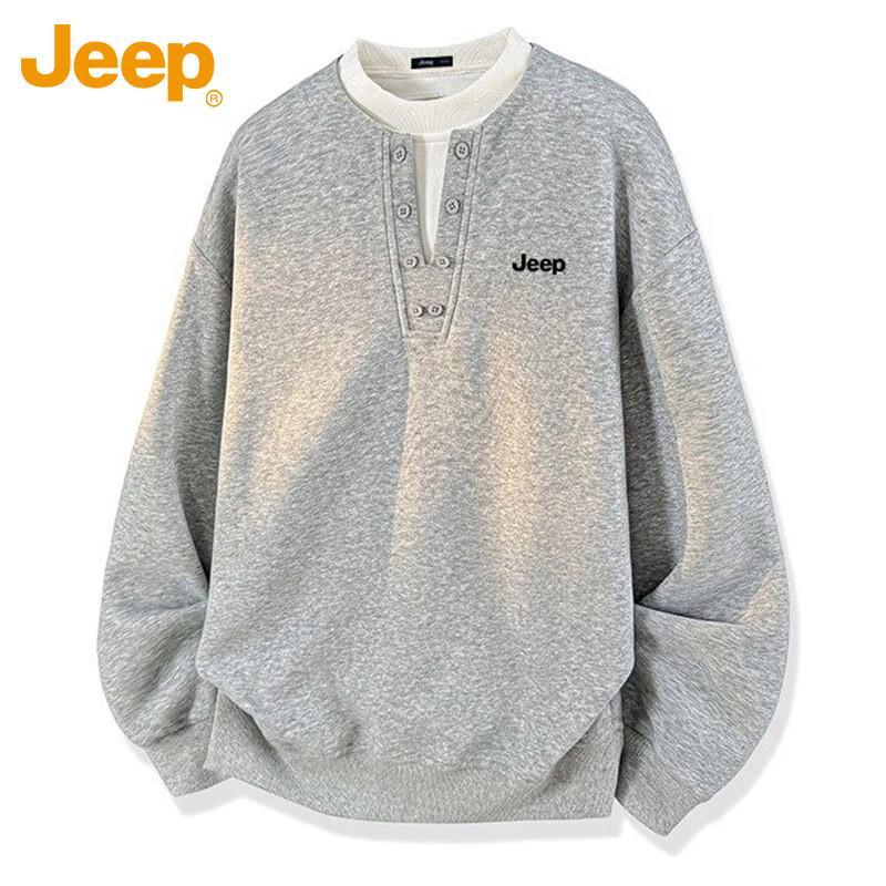JEEP Men s Round Neck Faux Layered Long Sleeve Sweatshirt 3XL