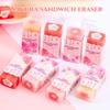 3 Stück/Los Kawaii Kirschblüten Sandwich Bleistift Radiergummi Kinder Süß Weniger Abrieb Gummi Kirschblütenblatt Radiergummis Schulbedarf