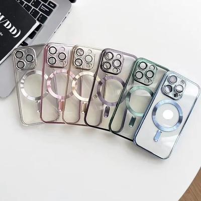 Magsafe için Moda Kaplama silikon kılıf iPhone 15 14 Artı 13 12 11 Pro Max Kablosuz Manyetik Şarj Lens Koruyucu Kapak