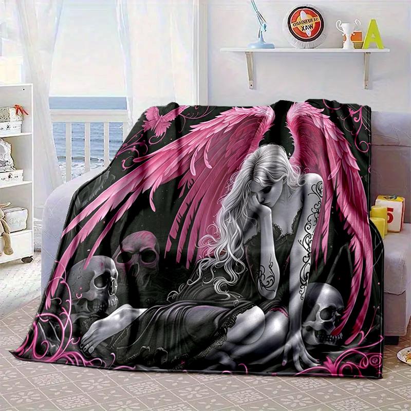 Ätherische rosa Engelskopf Decke Flanelldecke für Bett, Sofa, Camping, Wandern, Picknick Zubehör, Geschenk für Familie Fan Geschenke