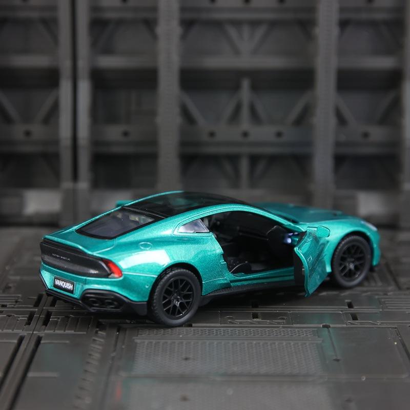 AAZY1 1:34 Vanquish 2025 Alloy Supercar Model Has Sound and Lighting Functions Two Doors On Both Sides That Can Be Opened