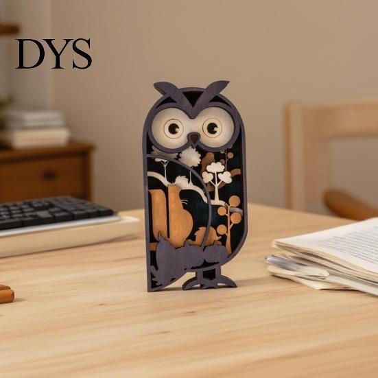 Creative Housewarming Gifts for Friends Multi Layer Wooden Owl Figurine, 3D Layered Crafts, Wood Handcrafted Figurines Carving Animal Ornaments