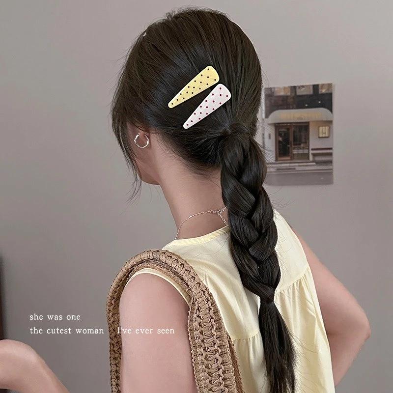 Charm spring color dot-shaped hair clips cream color triangle-patterned hair clips Girl's series hair clips sophisticated pointy bangs