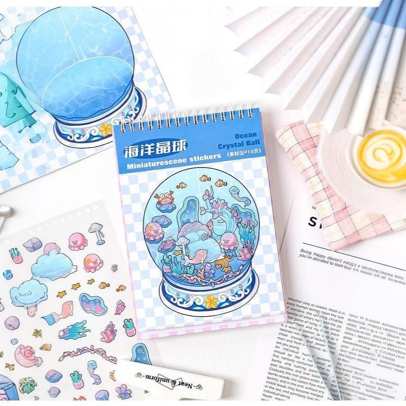 3D Miniature Scene Sticker Book Waterproof Vinyl Cute Decals for DIY Scrapbook Journal Skateboard Helmet Decor Teen Stationery Gift