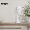 Polished Resin Figurine Abstract Contemplative Face Sculpture, Minimalist Hand-on-Chin Bust Statue for Desk Living Literary Style