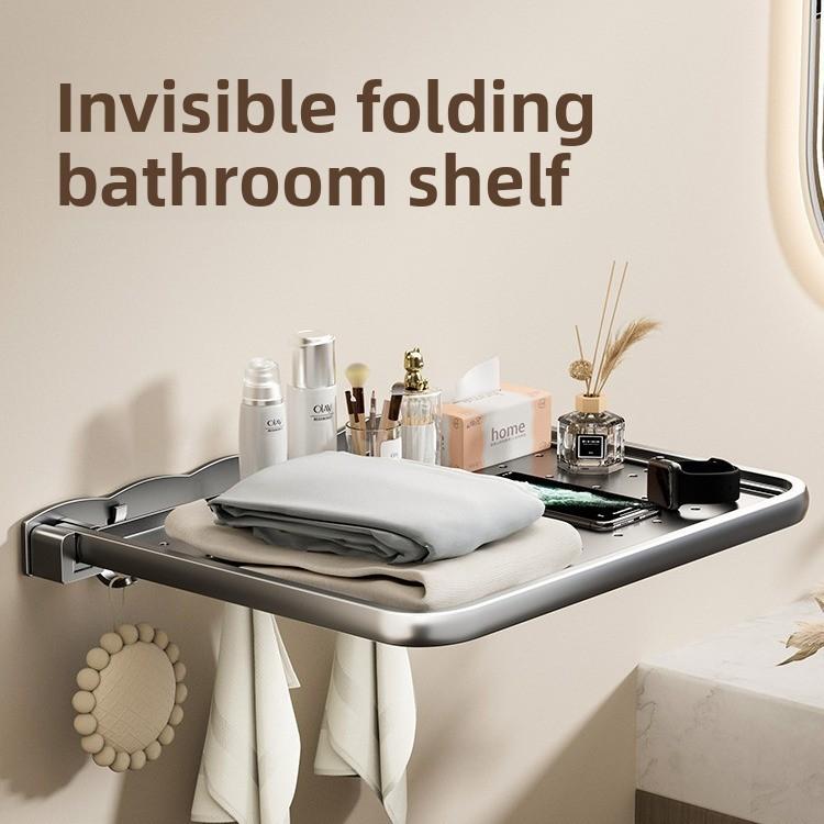 Aluminium Badezimmer-Wandregal mit Haken für Duschaufbewahrung und Handtuchorganisation