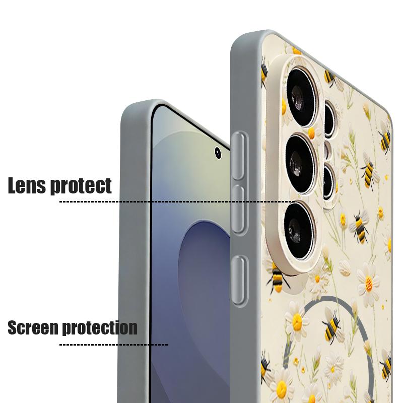 Magnetisch Für Magsafe Hülle Für Samsung Galaxy S26 Ultra S25 Edge S24 Plus S23 FE S22 A17 A54 A55 A56 A57 5G Lotus Sonnenblumen Muster Abdeckung