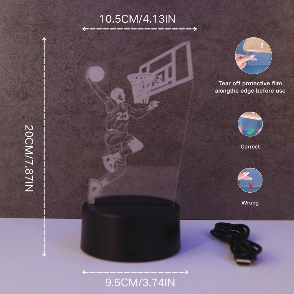 3D Basketball Meister LED Nachtlicht - USB-betrieben, RGB 7 Farben, Geeignet für Schlafzimmerdekoration und Geburtstagsgeschenke