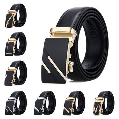 Leather Men'S Belt, Casual Men'S Automatic Buckle Belt Business Soft Cowhide Belt