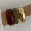 SHIXIN 3 Style Retro Brown Green Thick Resin Acrylic Bracelet for Women Minimalist Round Stackable Bangle Bracelet Party Jewelry