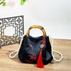 Bamboo Handle Brocade Handbag - Chinese Style Pearl Crossbody, Perfect Qipao Match, Ideal Gift for Mom