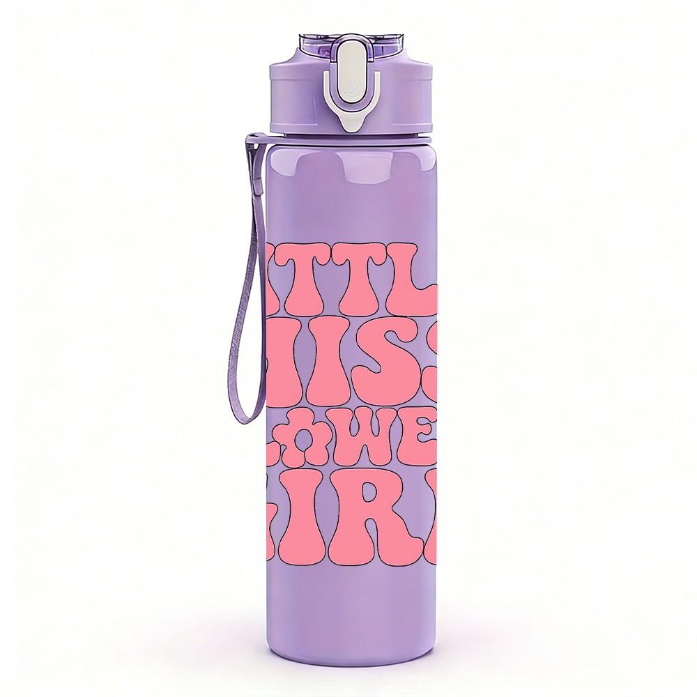 1PC Little Miss Flower Girl Letter 750ml Color Plastic Sports Water Bottle Leakproof Flip Straw Lid Suitable for Sports Office Home Use