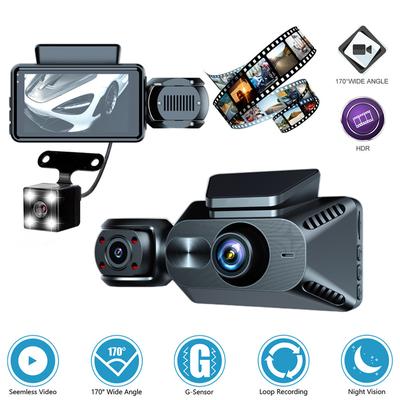 Dashcam vorne hinten innen 3-Kanal-Dash-Kamera 3,0-Zoll-IPS-Bildschirm Parkmonitor Videorecorder Loop-Aufnahme