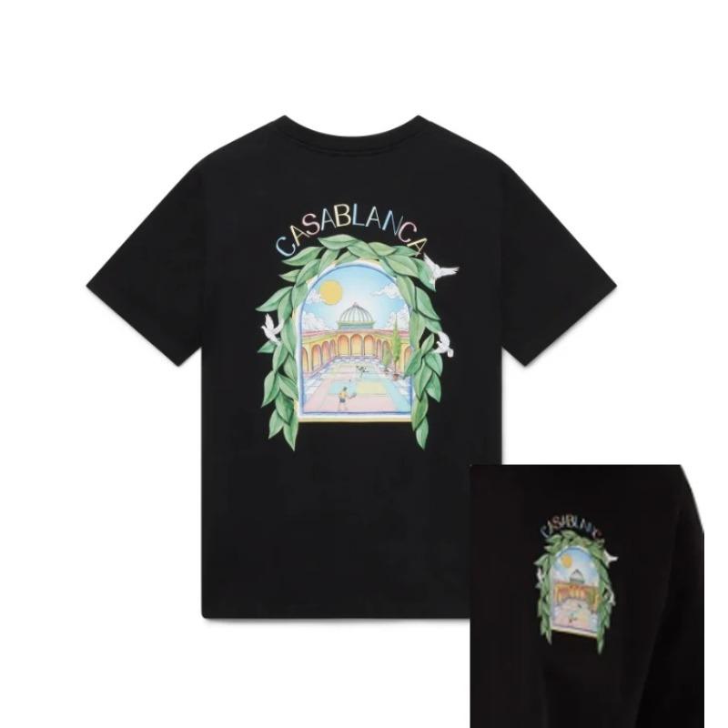 Vânzare Fierbinte T-shirt cu Imprimeu Grafic Casa și Arcuri Mânecă Scurtă Modă High-street Bărbați Femei Larg Casual Supradimensionat Gât Rotund Vară Nouă Tee