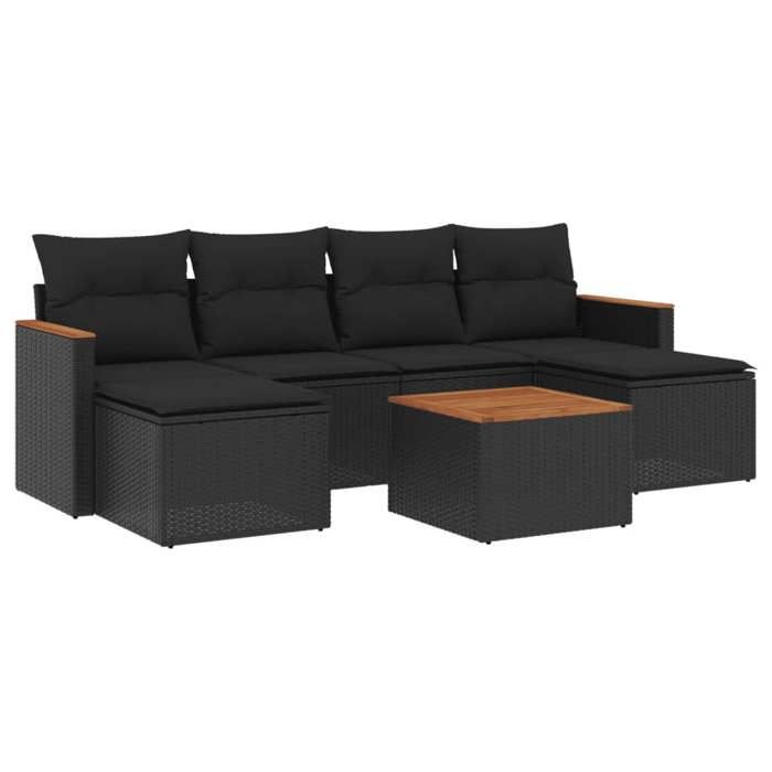 VidaXL Garden Lounge Set with Cushions 7 Pcs, Patio Sofas, Patio Furniture Set, Outdoor Furniture, Black 3258625