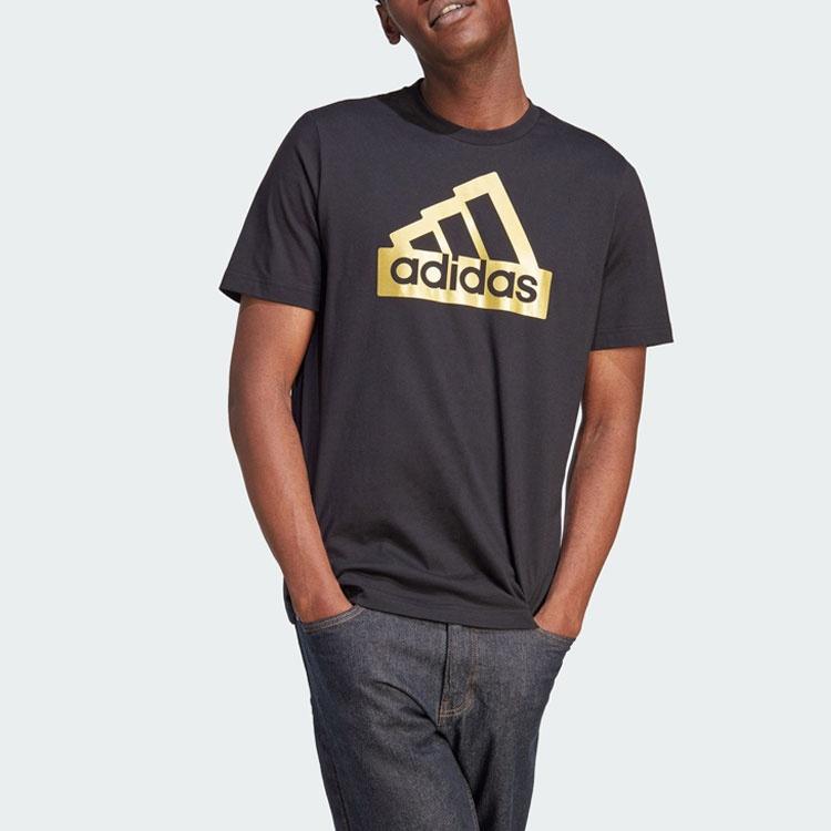 adidas Sportswear Future Icons Metallic T-shirt 'Black Gold' Men's II3468