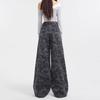 Comfortable Camouflage Street Wide Leg Trousers Women's Autumn High-waisted Large Yards Loose Casual Straight Trailing Denim Trousers Long Denim Pants