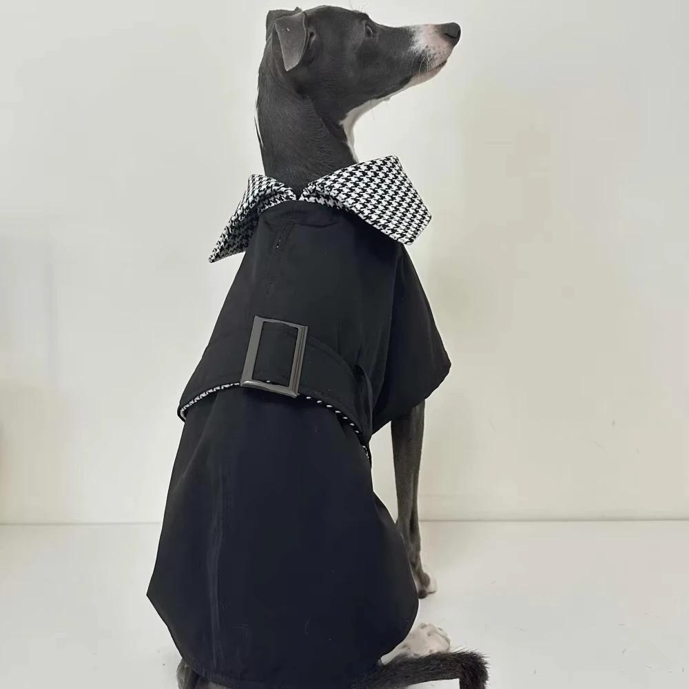 Wiatroodporny Sweter dla Psa, Ciepły Sweter z Golfem dla Dużych Ras Greyhound Whippet, Strój dla Dużego Psa Wiatrówka 5XL Wzór w Kratkę