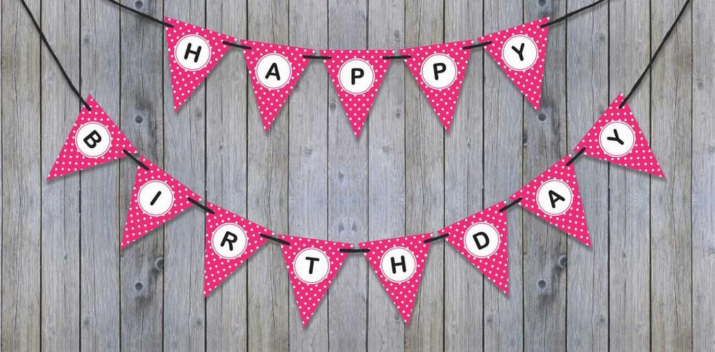 Inkdotpot Birthday Party Decorations Happy Birthday Party Garland Baby Girls Polka Dot Pennant Banner