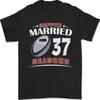 37 Jahr Hochzeitstag 37th Rugby Herren 100% Baumwoll T Shirt