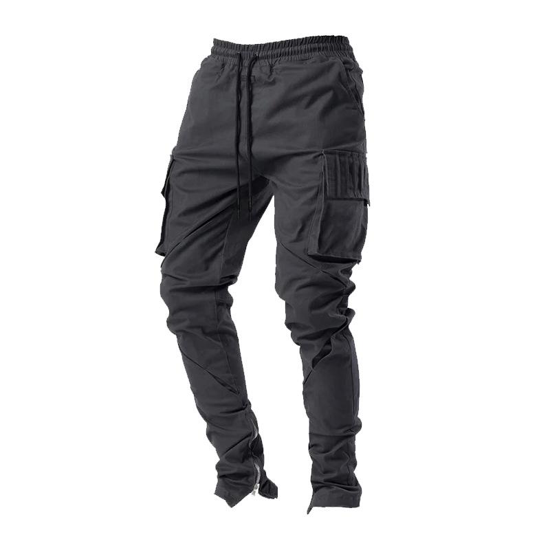 Men's Spring and Autumn Multi-Pocket Workwear Pants Straight Leg Slim Long Pants