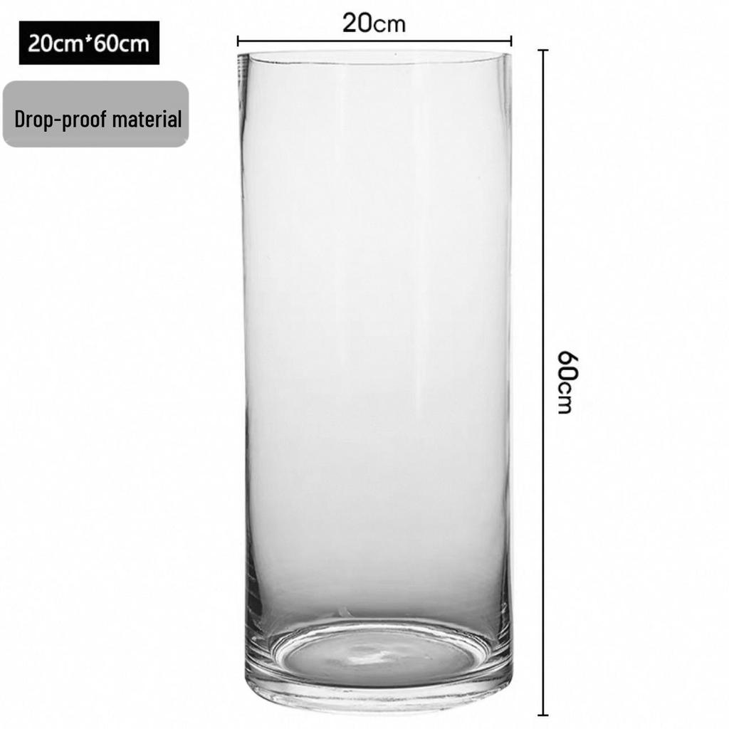 Acrylic Transparent Vase for Flower Arrangements and Lucky Bamboo - Large Straight Cylinder Design