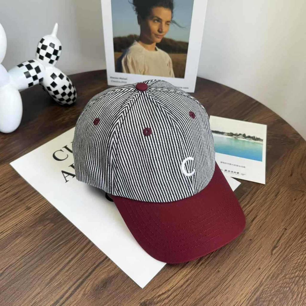 Small fresh striped embroidered baseball cap women's spring summer niche face small hat versatile cap