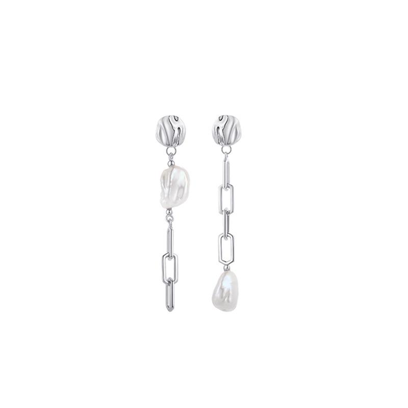 European Style S925 Sterling Silver Baroque Pearl Tassel Drop Earrings for Women 925 Silver