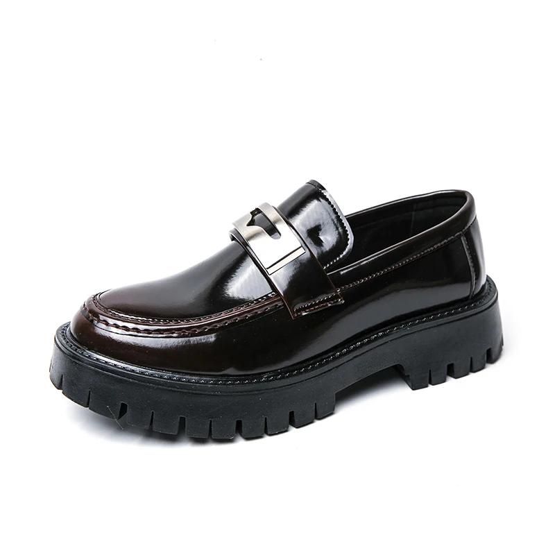 New Trend Stylish Men's Loafers Soft Moccasins Punk Style Casual Leather Shoes Thick Bottom Male Dress Flats Abiye Driving Shoes