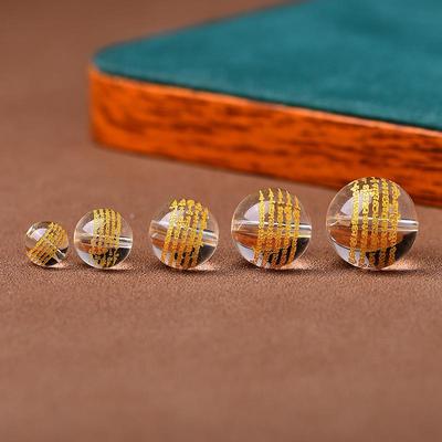 Natural White Crystal Gold-Stamped Sutra Barrel Beads for DIY Jewelry Making
