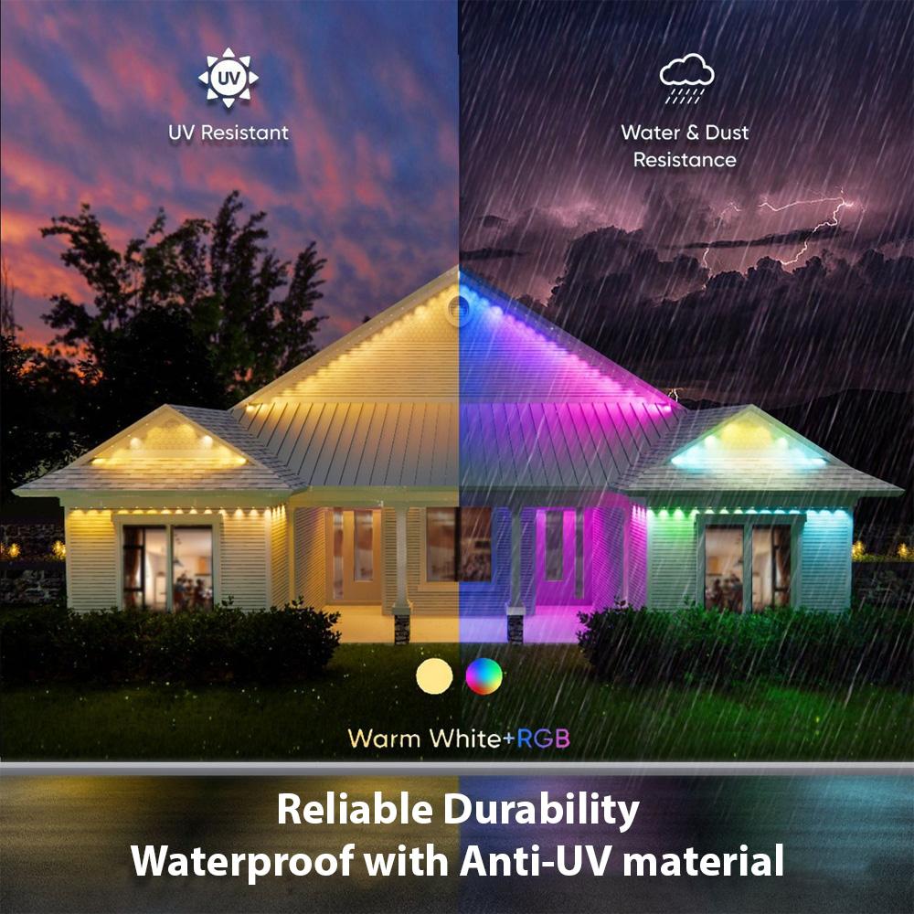Permanent Outdoor Lights BT Connection 98FT with 72 LED Lights RGB Eaves Lights Button/App/Remote