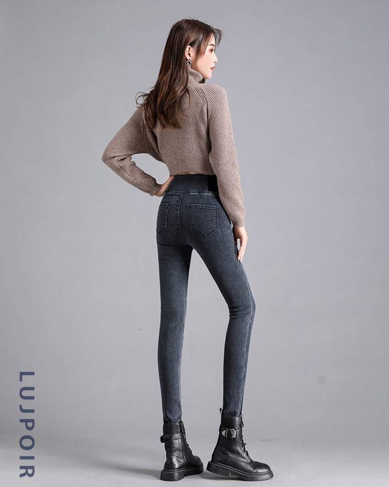 LUJPOIR Skinny Jeans mit elastischem Stretch-Denim Schlankmachende Lange Lässige Schwarze Skinny Größen Damen High-Waist Taille, Leggings, Hosen, Jeans,