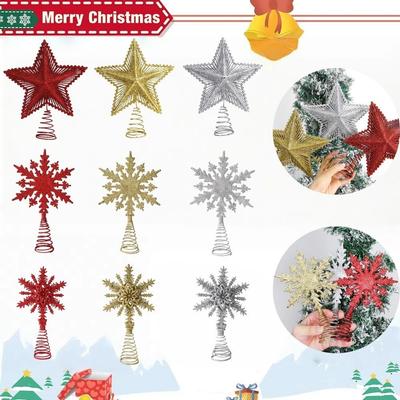 Snowflake Christmas Tree Toppers Hollowed-out Multi-layer Christmas Tree Top Snowflake Decoration 3D Snowflake Ornament