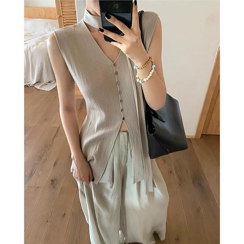 

Вязаный топ-жилет без рукавов в стиле Old Money JK&JS 2025 One Size