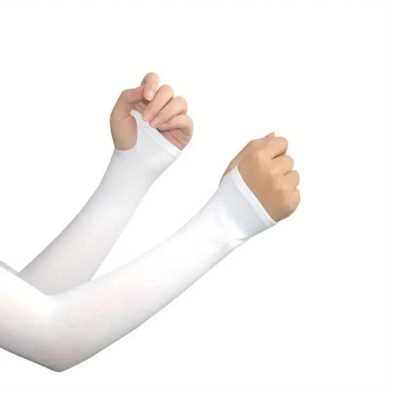 Sunscreen Ice Sleeves UV Resistant Summer Outdoor Sleeves Simple Solid Color Arm Protection Ice Silk Sleeves Long Pattern