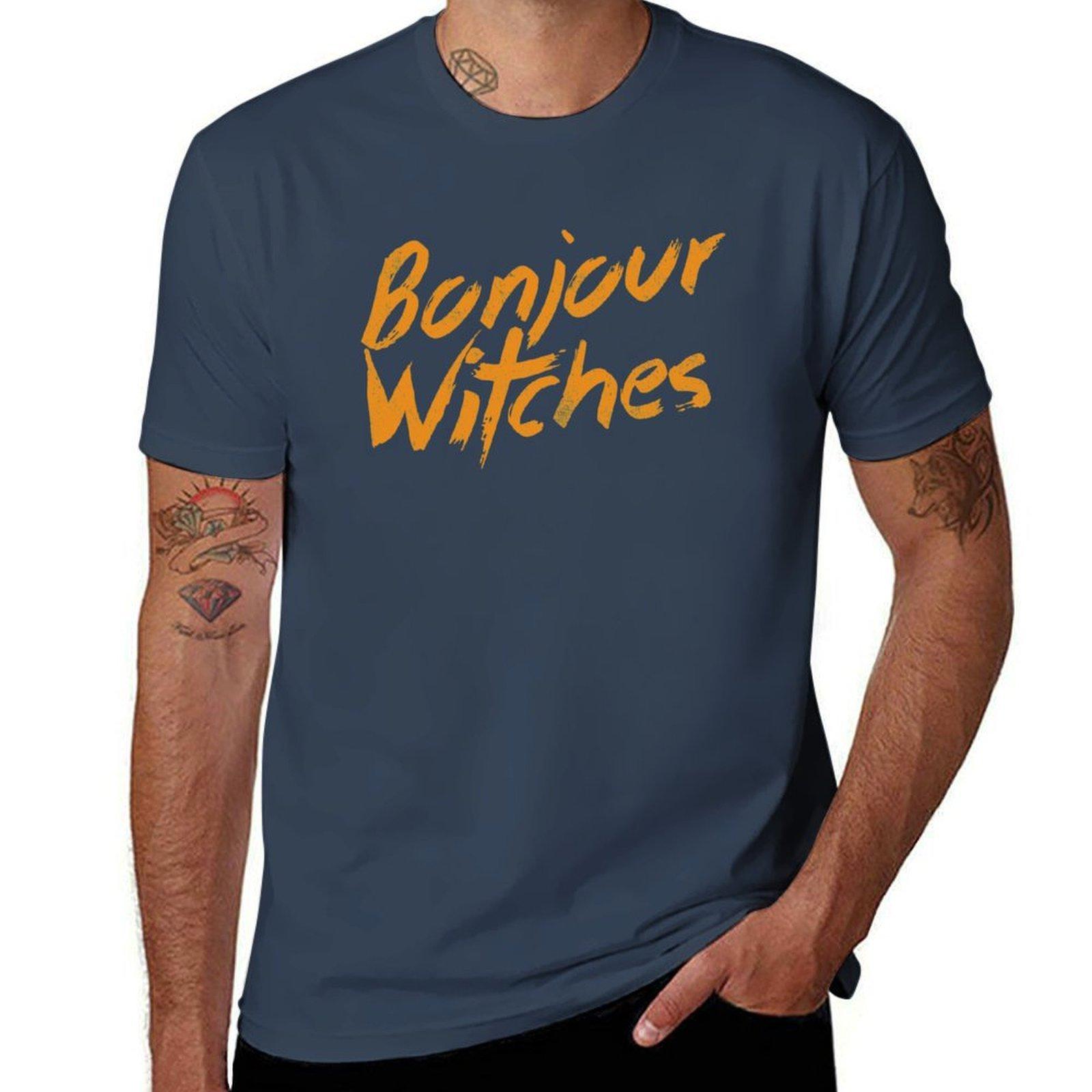 Bonjour Witches Halloween Sarcasm Tshirt Casual Daily Wear Short Sleeve Top S