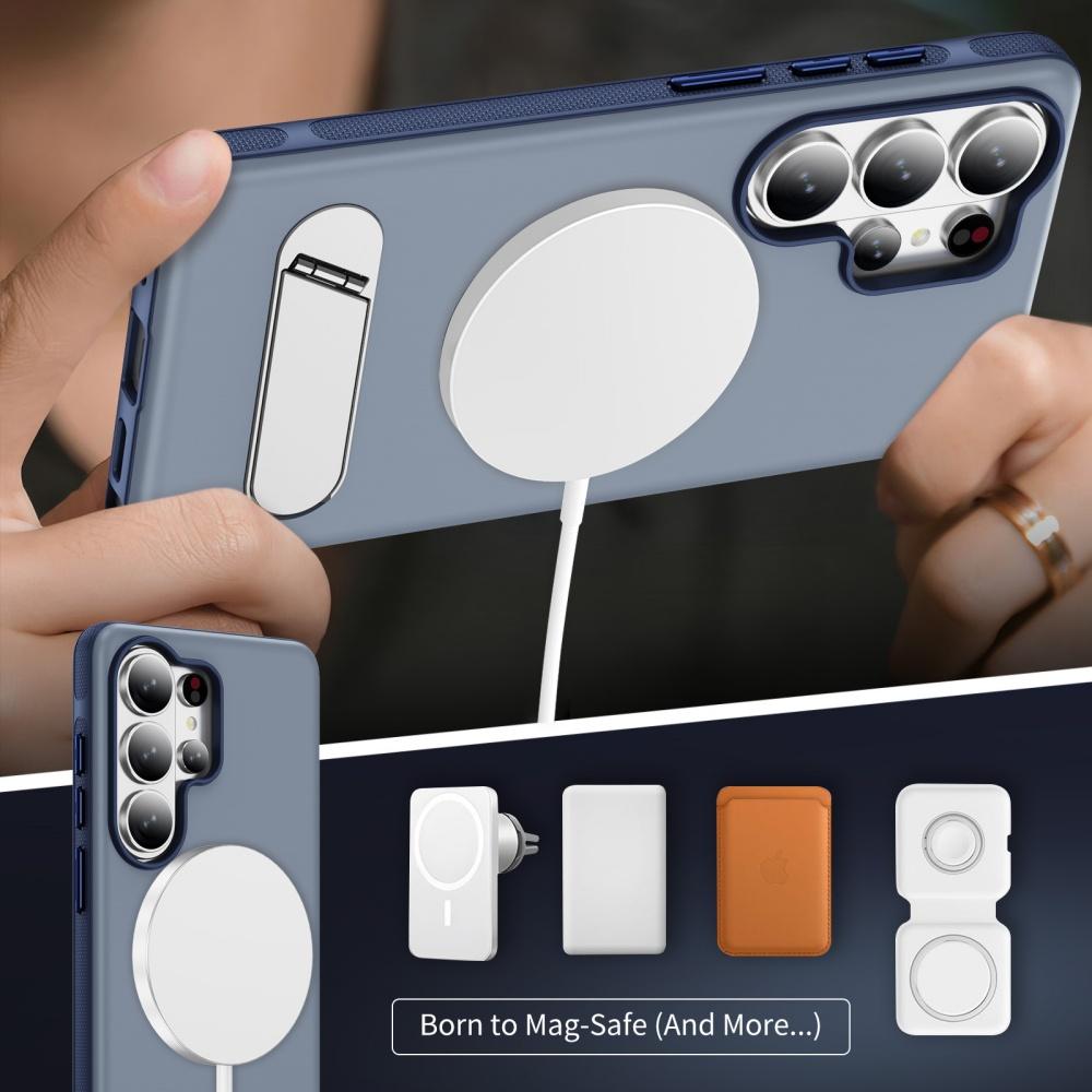 Frosted Magnetic Metal Holder Phone Case For Samsung S26 S25 Ultra S24 S26 S23 Plus S25 FE For Magsafe Wireless Charging Cover