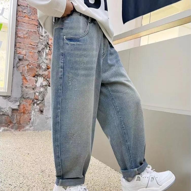 Kalhoty Jaro a Podzim Chlapecké Džíny Módní a Pohledné Dětské Kalhoty Svrchní Kalhoty