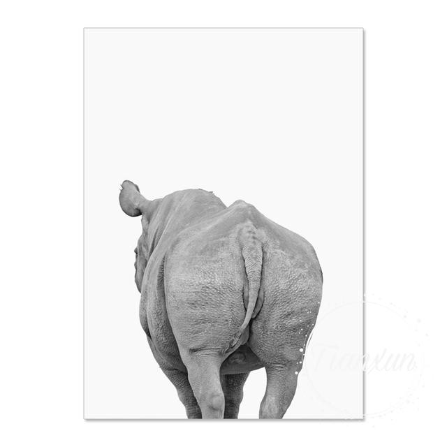 Zebra Girafa Elefante Hipopótamo Bunda Arte de Parede Pintura em Tela Pôsteres Nórdicos e Impressões Imagens de Parede para Decoração de Sala de Estar Sem Moldura